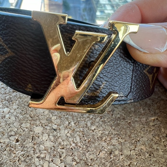 Authentic Louis Vuitton Monogram Canvas Leather Gold LV Belt reversible - Picture 3 of 9